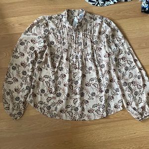 pink floral blouse